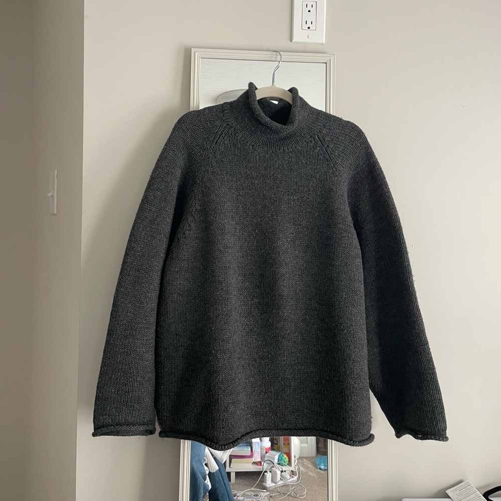J. Crew 100% Wool Charcoal Rollneck Sweater